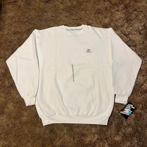 Vintage 90s Starter Blank Crewneck Sweatshirt Mens White Fleece XXLarge NWT